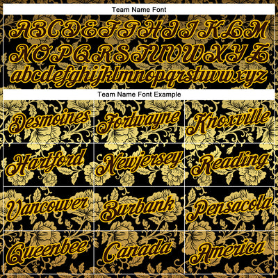 Custom Stitched Black Brown-Yellow 3D Pattern Design Golden Subtle Floral Sports Pullover Sweatshirt Hoodie