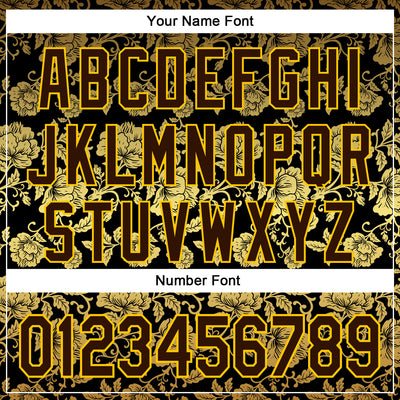 Custom Stitched Black Brown-Yellow 3D Pattern Design Golden Subtle Floral Sports Pullover Sweatshirt Hoodie