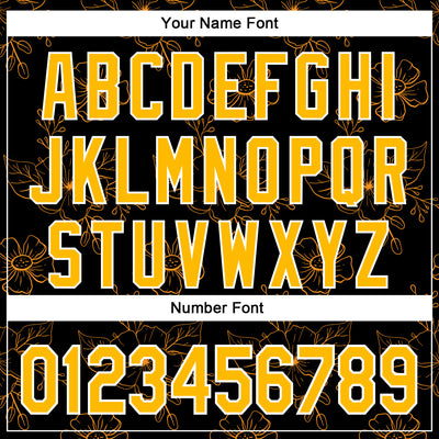 Custom Stitched Black Gold-White 3D Pattern Design Golden Subtle Floral Sports Pullover Sweatshirt Hoodie