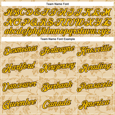 Custom Stitched City Cream Yellow-Brown 3D Pattern Design Golden Subtle Floral Sports Pullover Sweatshirt Hoodie