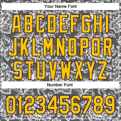 Custom Stitched Steel Gray Yellow-Brown 3D Pattern Design Subtle Floral Sports Pullover Sweatshirt Hoodie