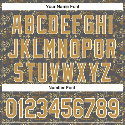 Custom Stitched Steel Gray Old Gold-White 3D Pattern Design Golden Subtle Floral Sports Pullover Sweatshirt Hoodie