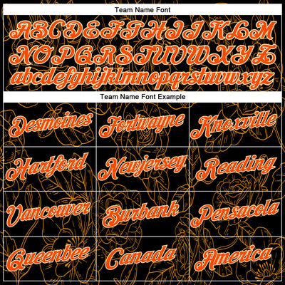 Custom Stitched Black Orange-Cream 3D Pattern Design Golden Subtle Floral Sports Pullover Sweatshirt Hoodie