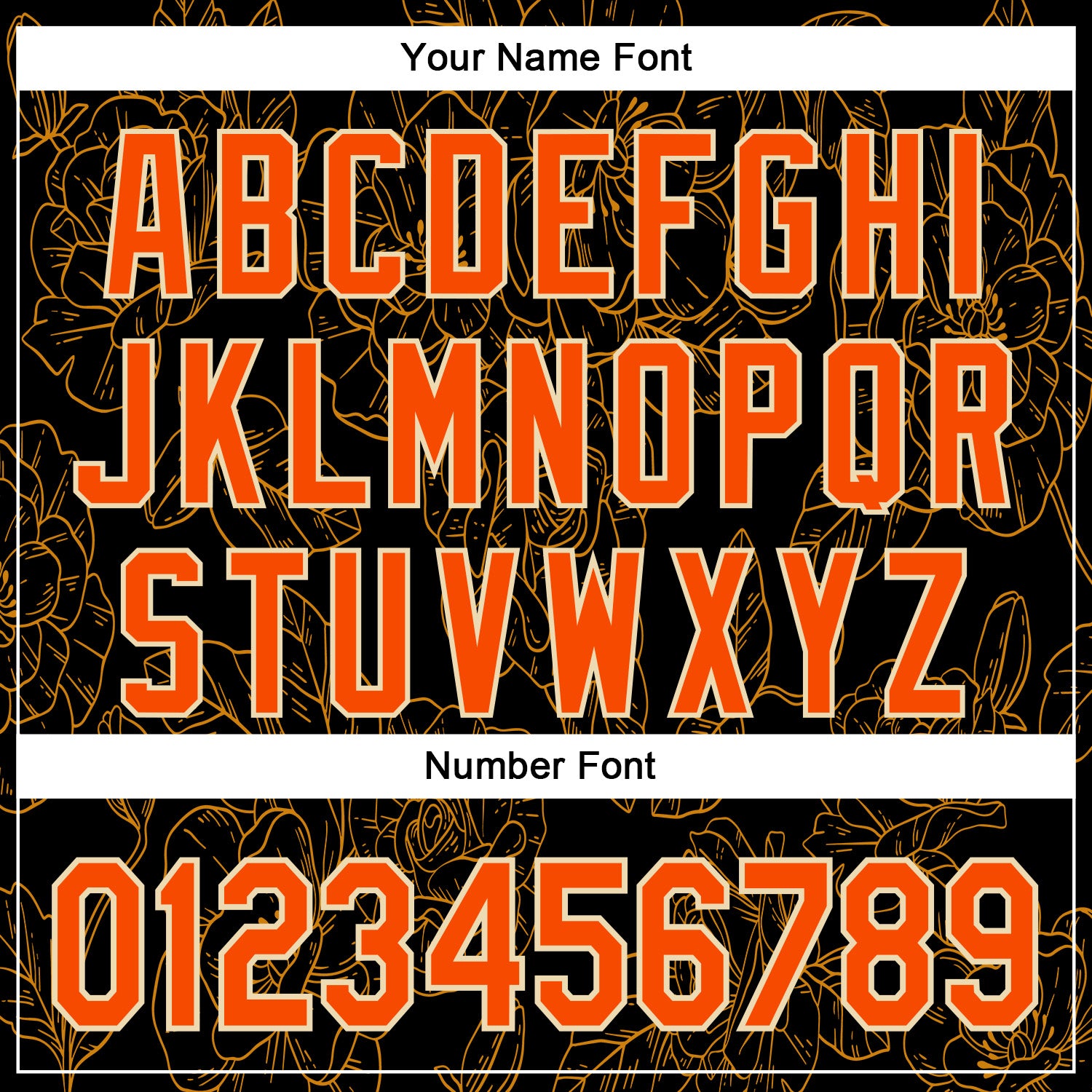 Custom Stitched Black Orange-Cream 3D Pattern Design Golden Subtle Floral Sports Pullover Sweatshirt Hoodie