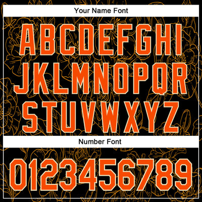 Custom Stitched Black Orange-Cream 3D Pattern Design Golden Subtle Floral Sports Pullover Sweatshirt Hoodie