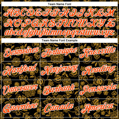 Custom Stitched Black Orange-White 3D Pattern Design Golden Subtle Floral Sports Pullover Sweatshirt Hoodie