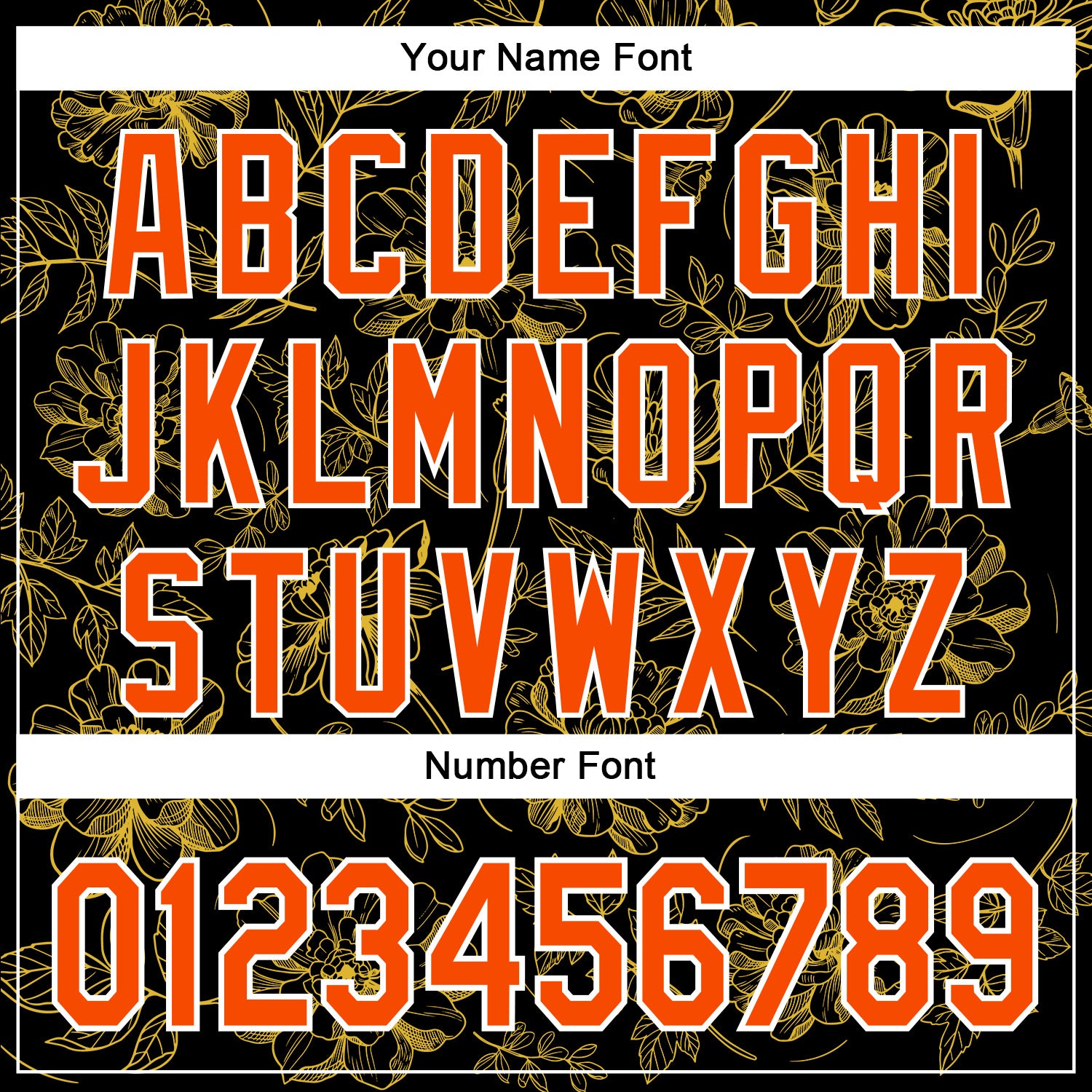 Custom Stitched Black Orange-White 3D Pattern Design Golden Subtle Floral Sports Pullover Sweatshirt Hoodie