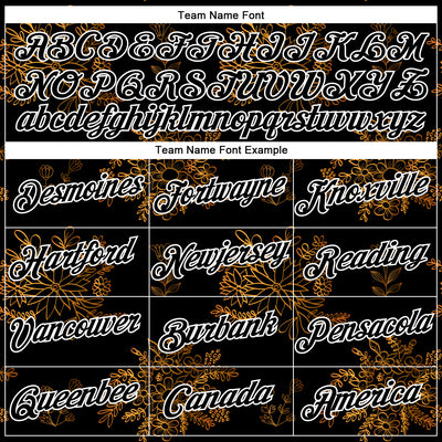 Custom Stitched Black White 3D Pattern Design Golden Subtle Floral Sports Pullover Sweatshirt Hoodie