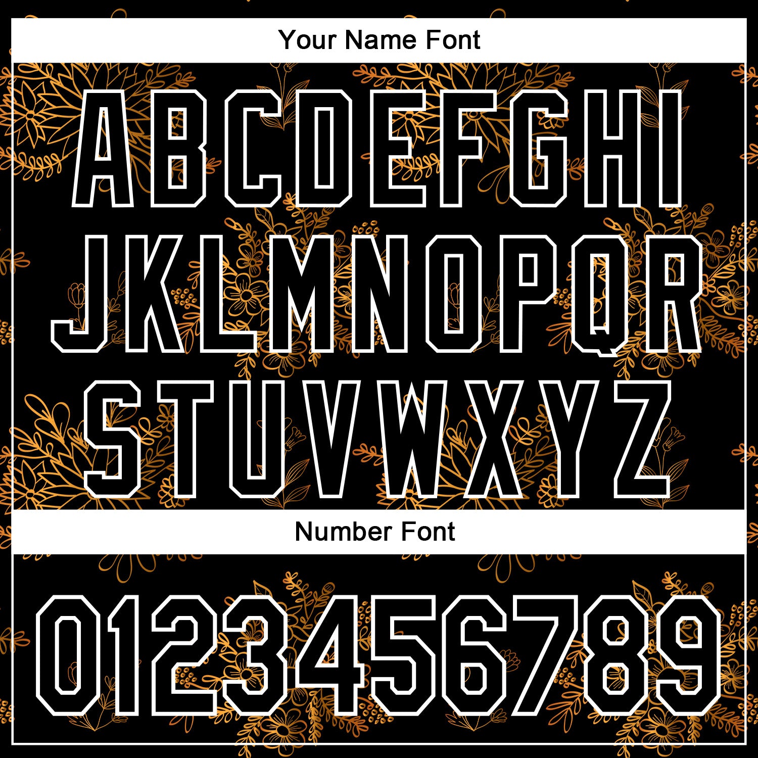 Custom Stitched Black White 3D Pattern Design Golden Subtle Floral Sports Pullover Sweatshirt Hoodie