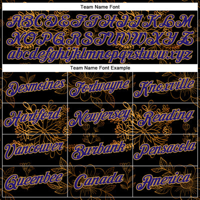 Custom Stitched Black Dark Purple-Old Gold 3D Pattern Design Golden Subtle Floral Sports Pullover Sweatshirt Hoodie
