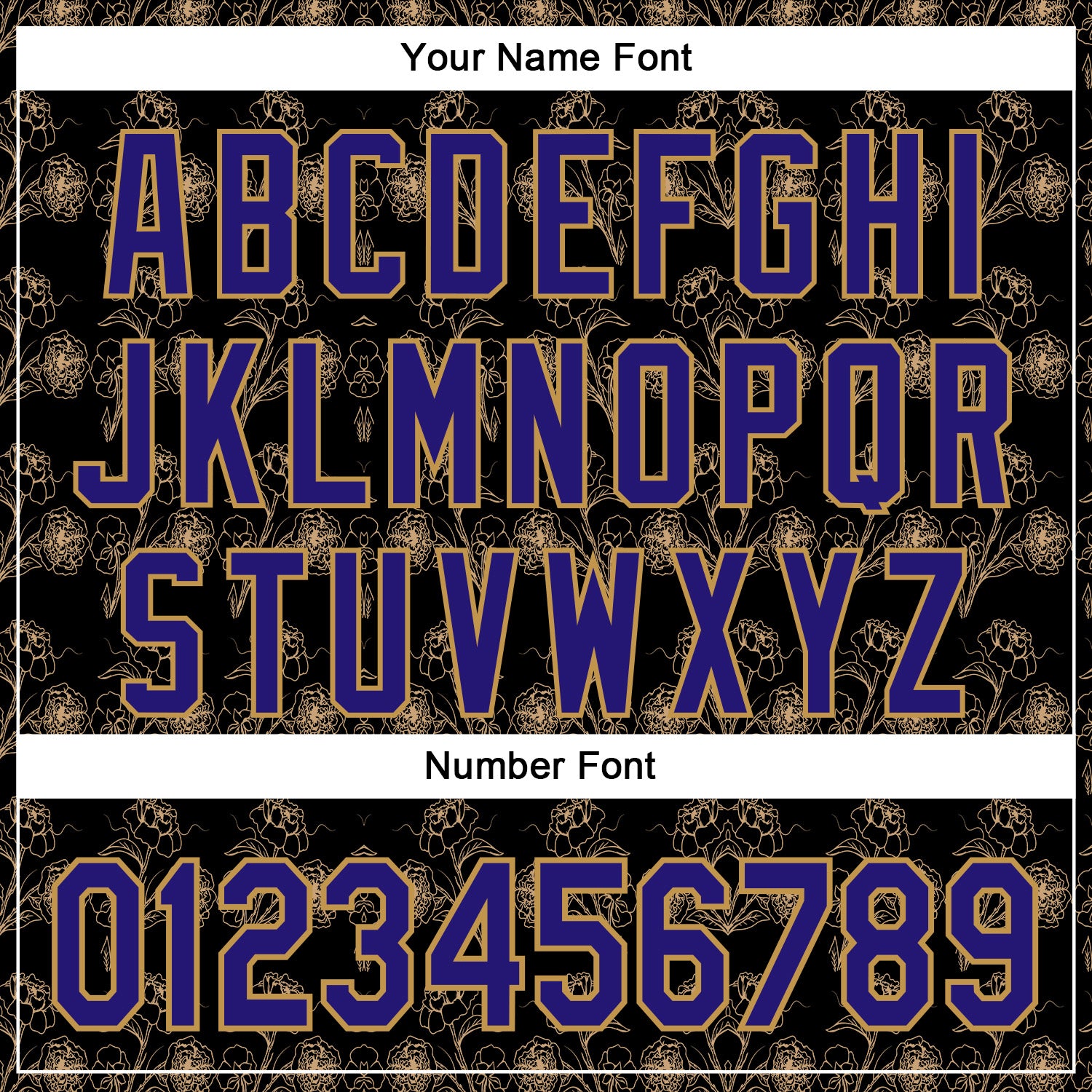 Custom Stitched Black Dark Purple-Old Gold 3D Pattern Design Golden Subtle Floral Sports Pullover Sweatshirt Hoodie