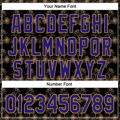 Custom Stitched Black Dark Purple-Old Gold 3D Pattern Design Golden Subtle Floral Sports Pullover Sweatshirt Hoodie