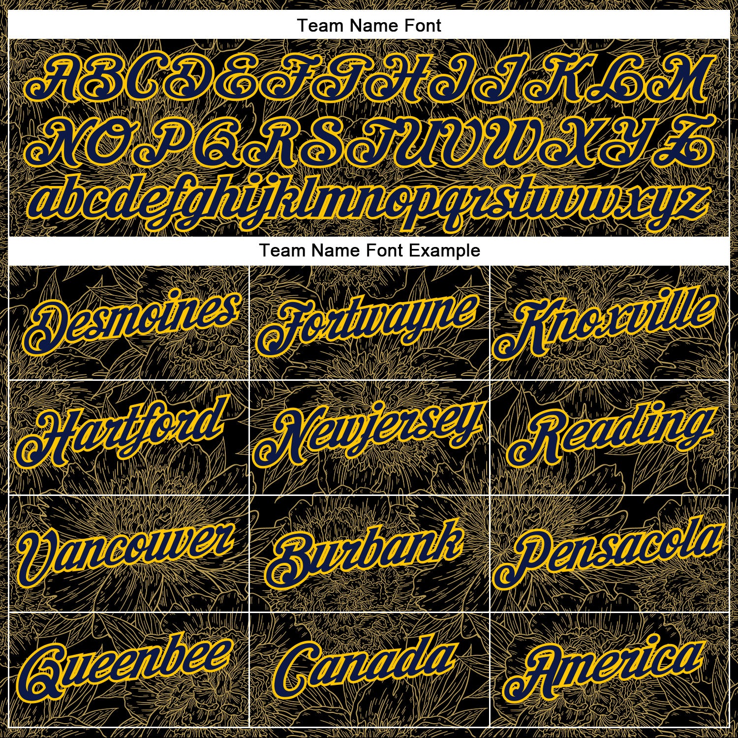 Custom Stitched Black Navy-Yellow 3D Pattern Design Golden Subtle Floral Sports Pullover Sweatshirt Hoodie