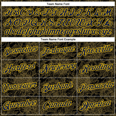 Custom Stitched Black Navy-Yellow 3D Pattern Design Golden Subtle Floral Sports Pullover Sweatshirt Hoodie