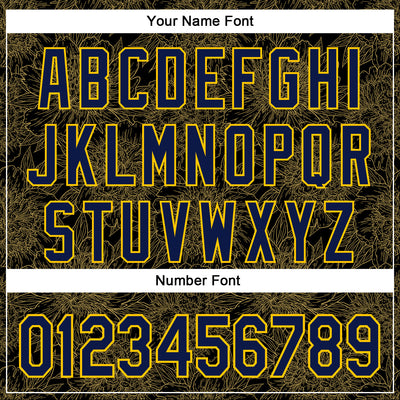 Custom Stitched Black Navy-Yellow 3D Pattern Design Golden Subtle Floral Sports Pullover Sweatshirt Hoodie