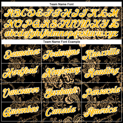 Custom Stitched Black Gold-White 3D Pattern Design Golden Subtle Floral Sports Pullover Sweatshirt Hoodie