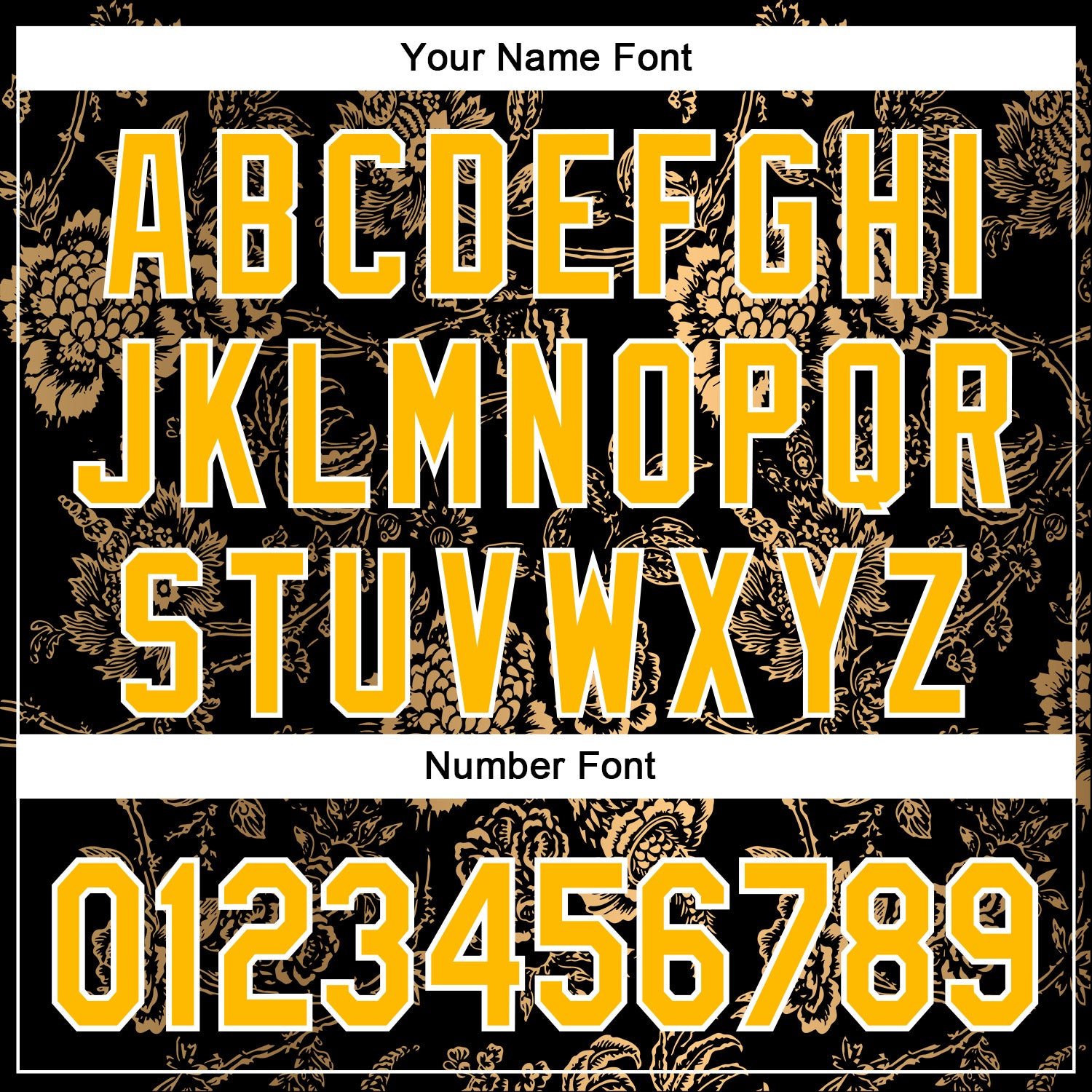 Custom Stitched Black Gold-White 3D Pattern Design Golden Subtle Floral Sports Pullover Sweatshirt Hoodie