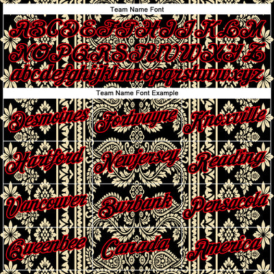 Custom Stitched Black Cream-Fire Red 3D Pattern Design Ethnic Paisley Floral Bandana Sports Pullover Sweatshirt Hoodie