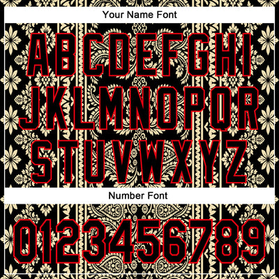 Custom Stitched Black Cream-Fire Red 3D Pattern Design Ethnic Paisley Floral Bandana Sports Pullover Sweatshirt Hoodie