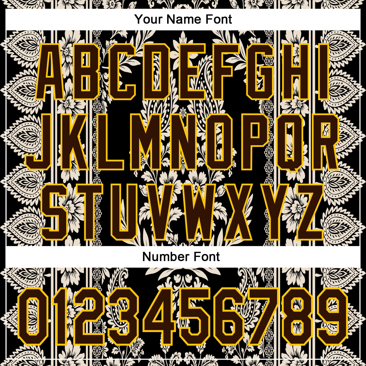 Custom Stitched Black Brown Cream-Yellow 3D Pattern Design Ethnic Paisley Floral Bandana Sports Pullover Sweatshirt Hoodie
