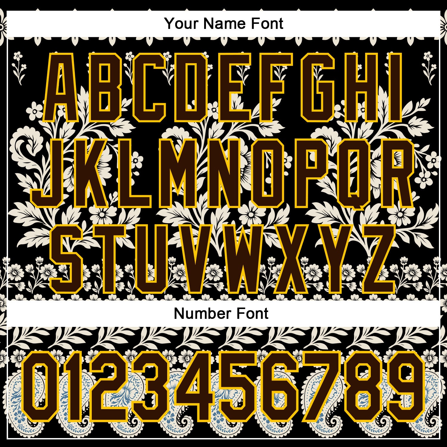 Custom Stitched Black Brown Cream-Yellow 3D Pattern Design Ethnic Paisley Floral Bandana Sports Pullover Sweatshirt Hoodie