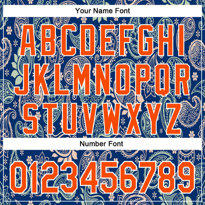 Custom Stitched US Navy Blue Orange-White 3D Pattern Design Ethnic Paisley Floral Bandana Sports Pullover Sweatshirt Hoodie