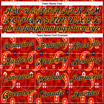 Custom Stitched Red Navy-Gold 3D Pattern Design Ethnic Paisley Floral Bandana Sports Pullover Sweatshirt Hoodie