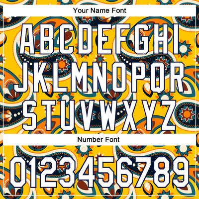 Custom Stitched Yellow White-Navy 3D Pattern Design Ethnic Paisley Floral Bandana Sports Pullover Sweatshirt Hoodie