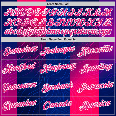 Custom Blue Hot Pink Red-White 3D Pattern Design Neon Stripe Sportswear Performance T-Shirt