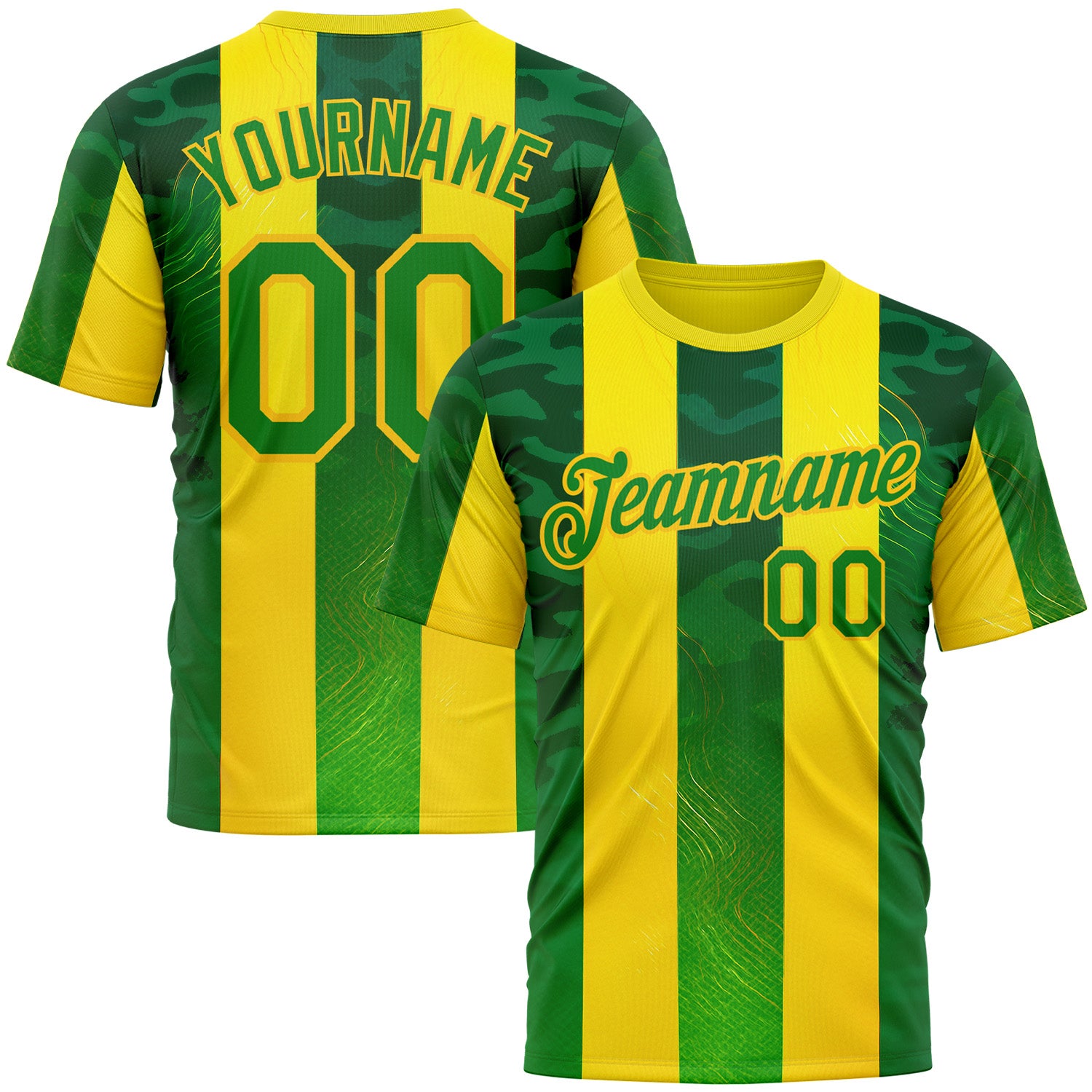 Custom Yellow Grass Green-Green 3D Pattern Design Brazil Stripe Sportswear Performance T-Shirt