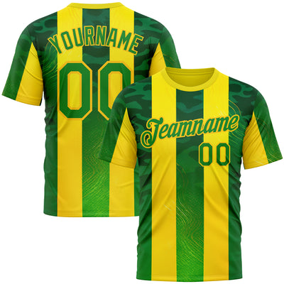 Custom Yellow Grass Green-Green 3D Pattern Design Brazil Stripe Sportswear Performance T-Shirt