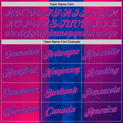 Custom Blue Hot Pink Red-Thunder Blue 3D Pattern Design Neon Stripe Sportswear Performance T-Shirt