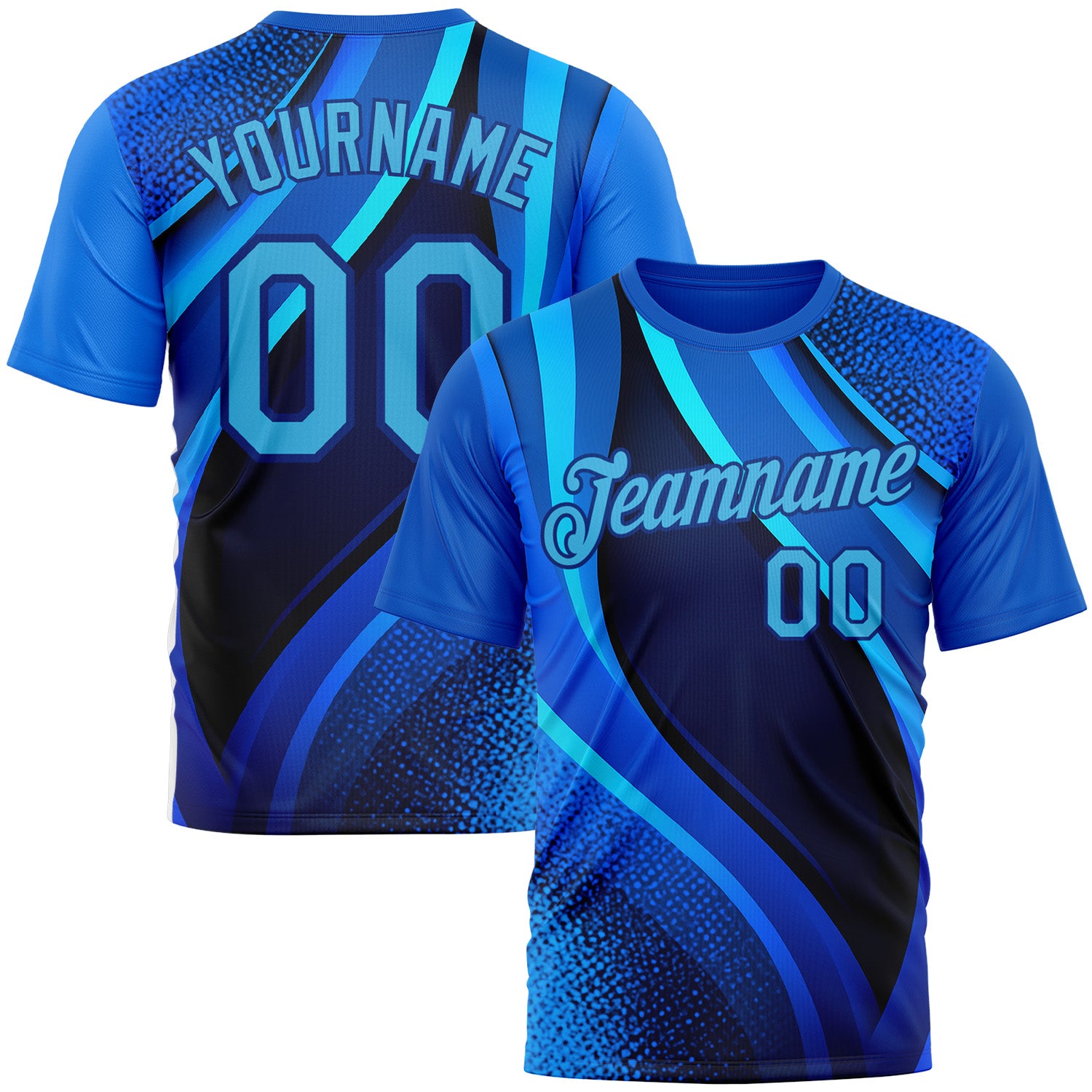 Custom Blue Sky Blue-Royal 3D Pattern Design France Wave Gradient Sportswear Performance T-Shirt