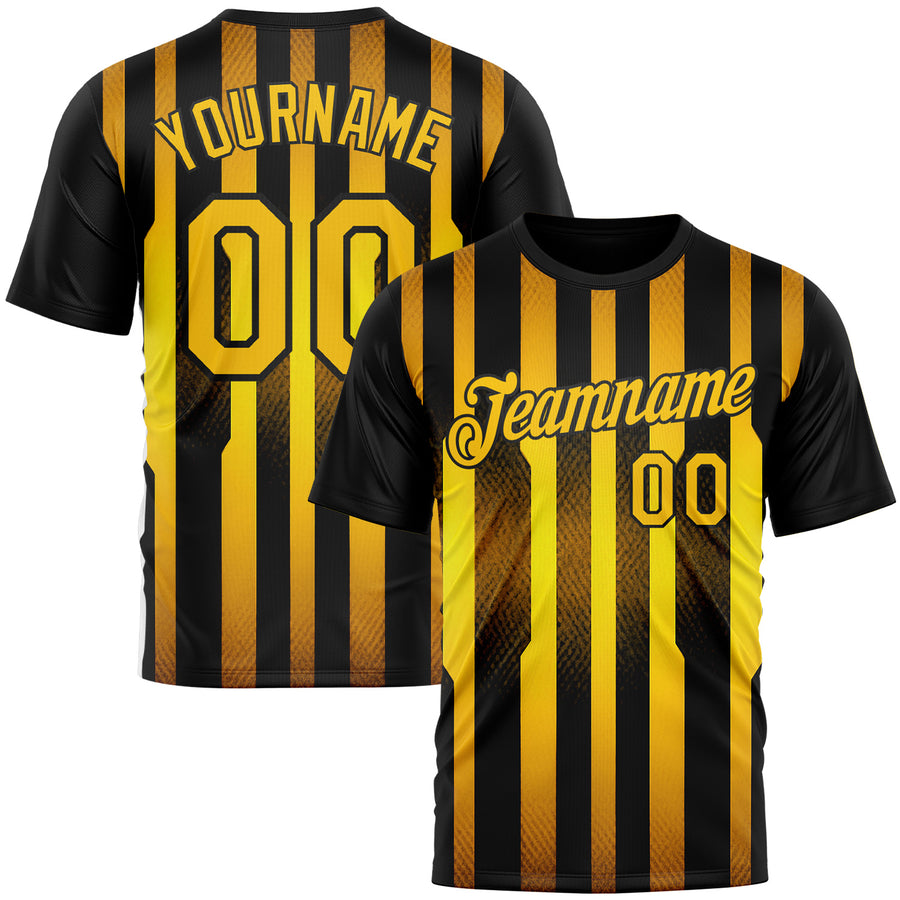 Custom Black Yellow 3D Pattern Design Germany Stripe Sportswear Performance T-Shirt