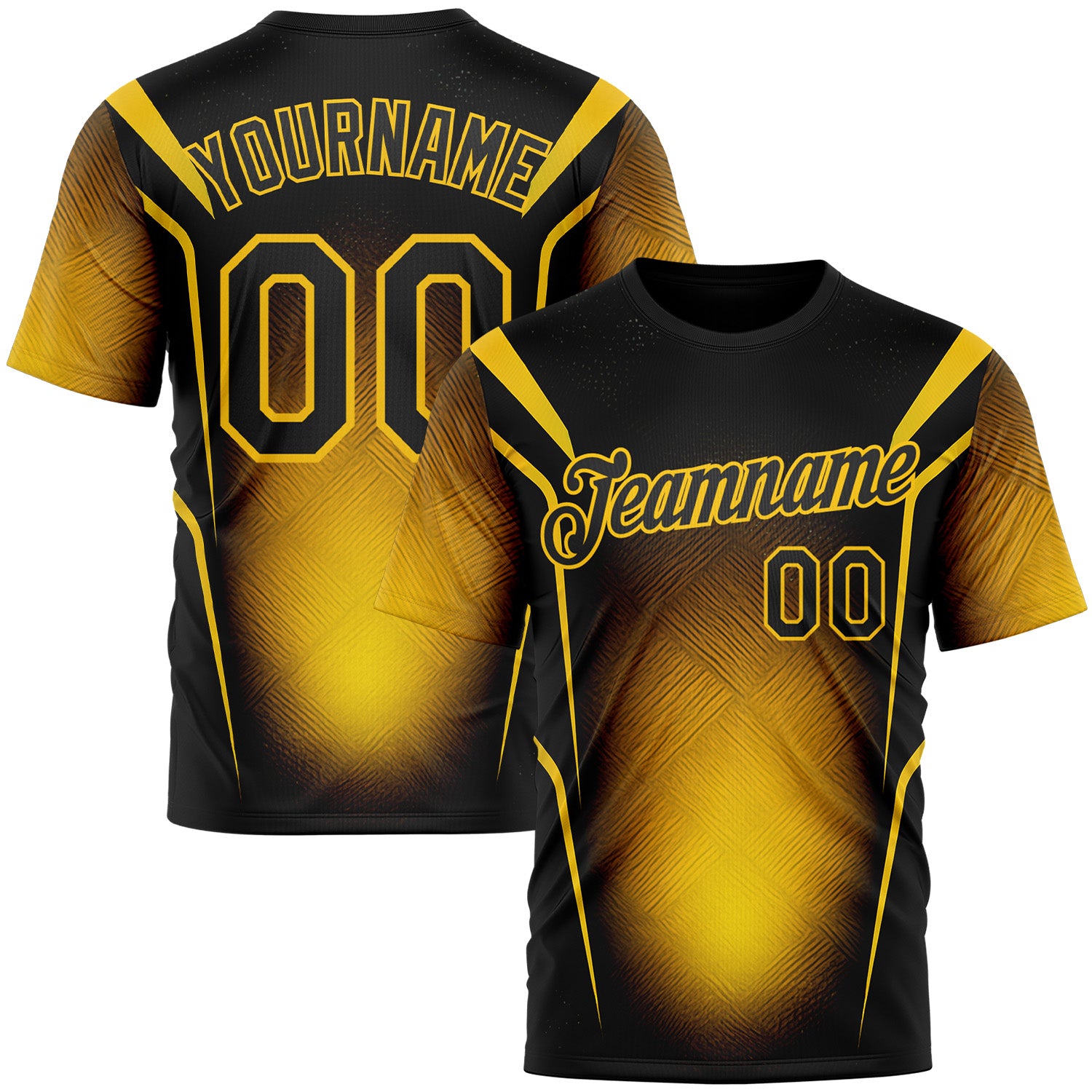 Custom Black Yellow 3D Pattern Design Germany Color Block Sportswear Performance T-Shirt