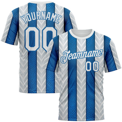 Custom White Blue 3D Pattern Design Argentina Stripe Sportswear Performance T-Shirt