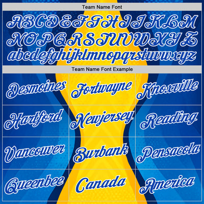 Custom Yellow Thunder Blue Blue-White 3D Pattern Design Brazil Color Block Sportswear Performance T-Shirt