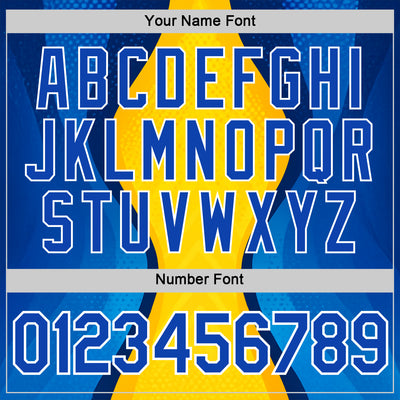 Custom Yellow Thunder Blue Blue-White 3D Pattern Design Brazil Color Block Sportswear Performance T-Shirt