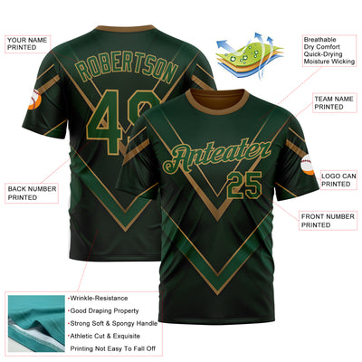Custom Green Old Gold 3D Pattern Design Mexico Africa Sportswear Performance T-Shirt