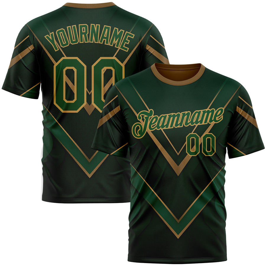 Custom Green Old Gold 3D Pattern Design Mexico Africa Sportswear Performance T-Shirt