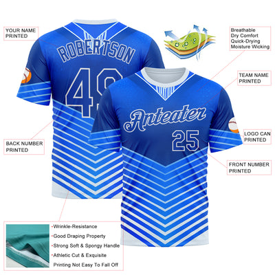 Custom Blue Thunder Blue-White 3D Pattern Design Argentina Arrow Sportswear Performance T-Shirt