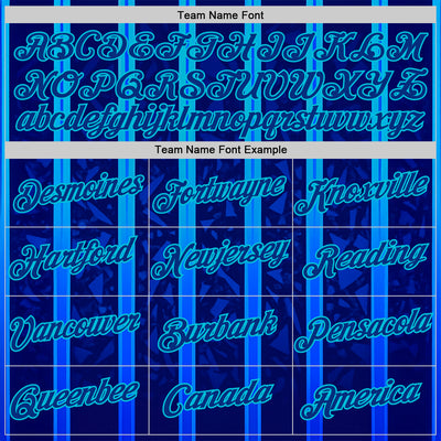 Custom Blue Royal-Lakes Blue 3D Pattern Design Classic Geometric Shape Stripe Sportswear Performance T-Shirt