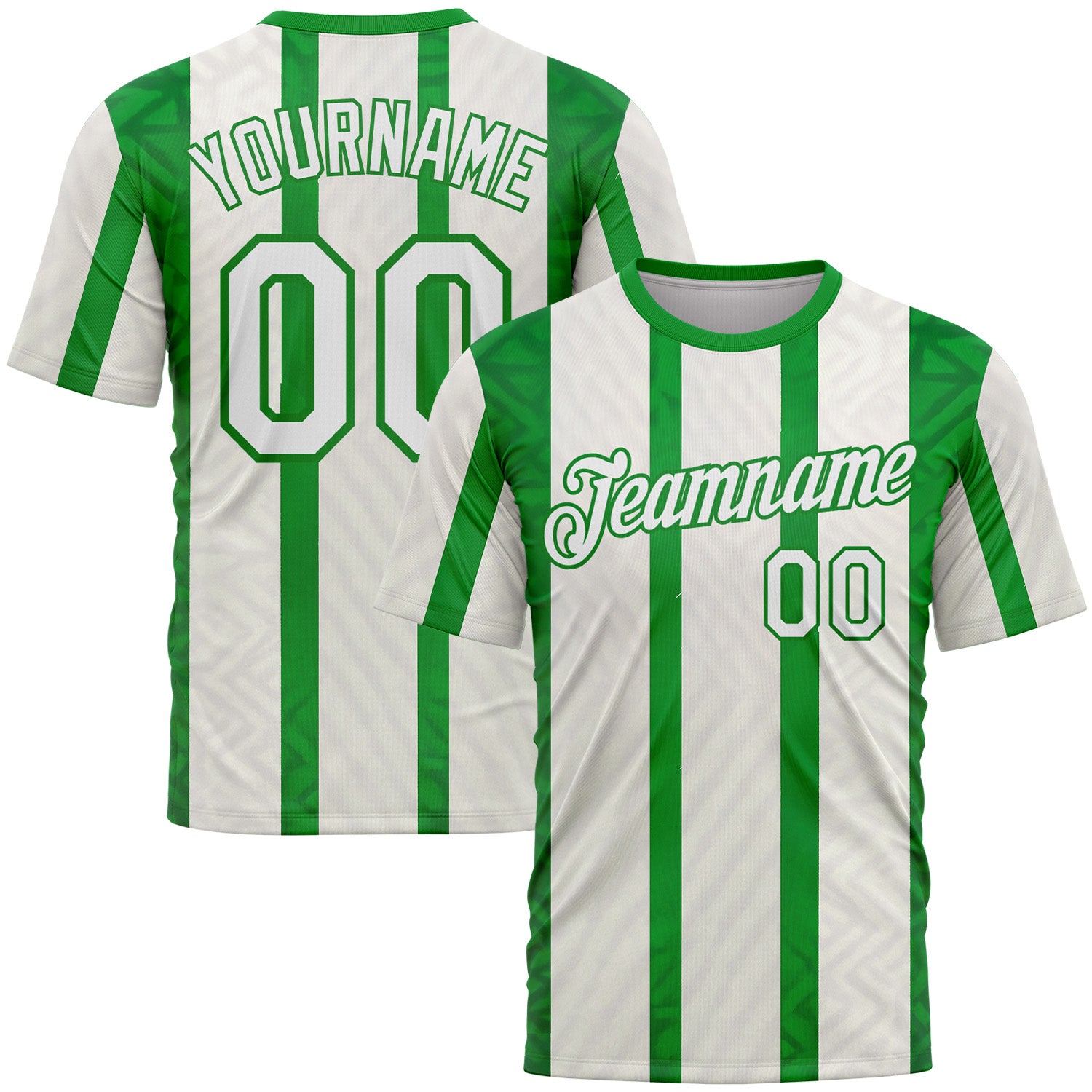 Custom White Green-Grass Green 3D Pattern Design Mexico Stripe Sportswear Performance T-Shirt