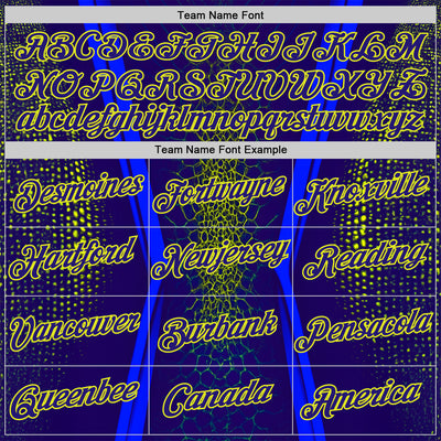 Custom Blue Dark Purple-Neon Yellow 3D Pattern Design Abstract Net Sportswear Performance T-Shirt