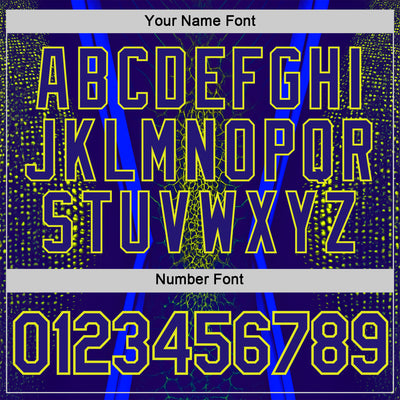 Custom Blue Dark Purple-Neon Yellow 3D Pattern Design Abstract Net Sportswear Performance T-Shirt