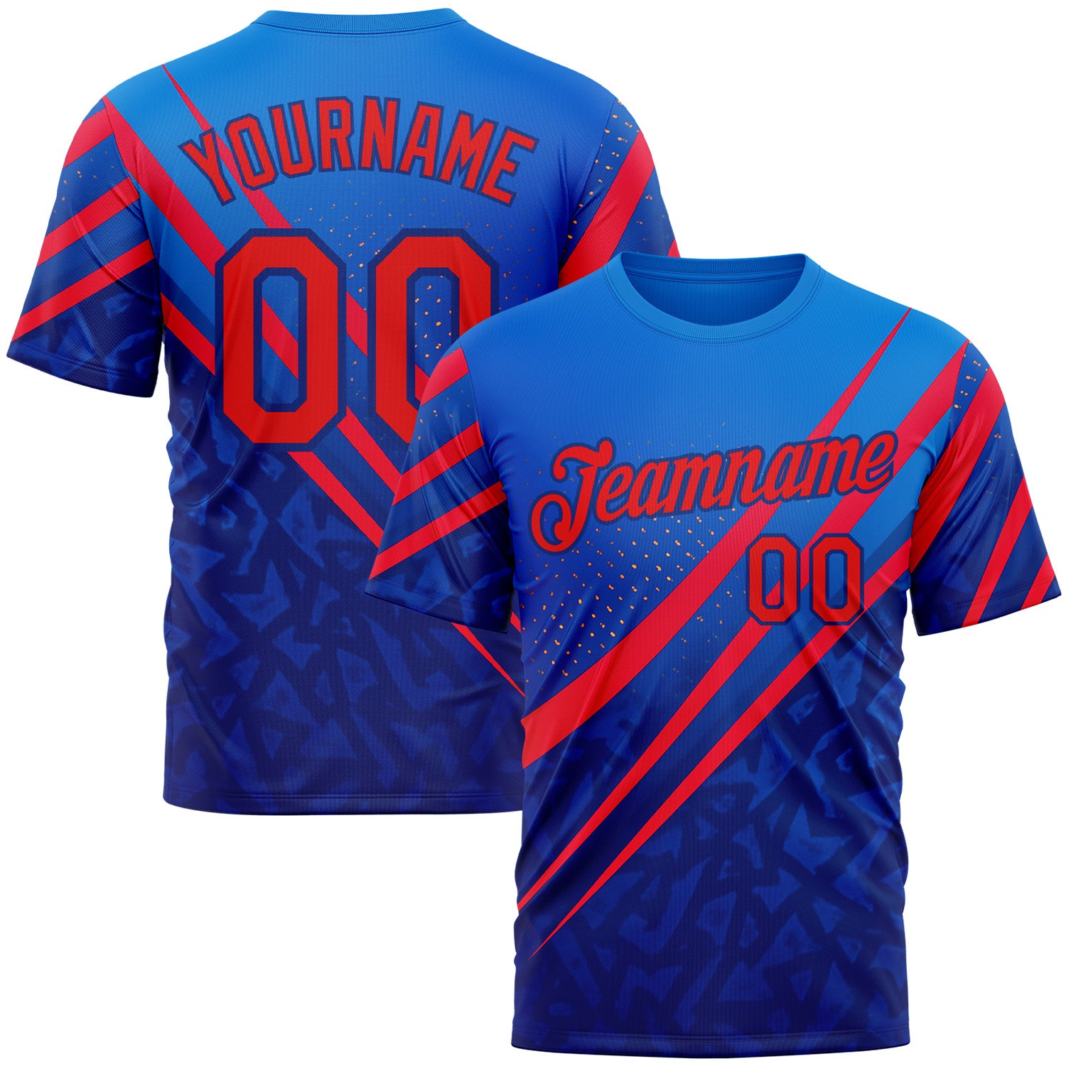 Custom Blue Fire Red-Royal 3D Pattern Design USA Inspired Sportswear Performance T-Shirt