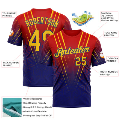 Custom Red Yellow-US Navy Blue 3D Pattern Design USA Inspired France Sportswear Performance T-Shirt