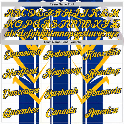 Custom White Yellow Blue-Navy 3D Pattern Design Geometric Shape Stripe Sportswear Performance T-Shirt