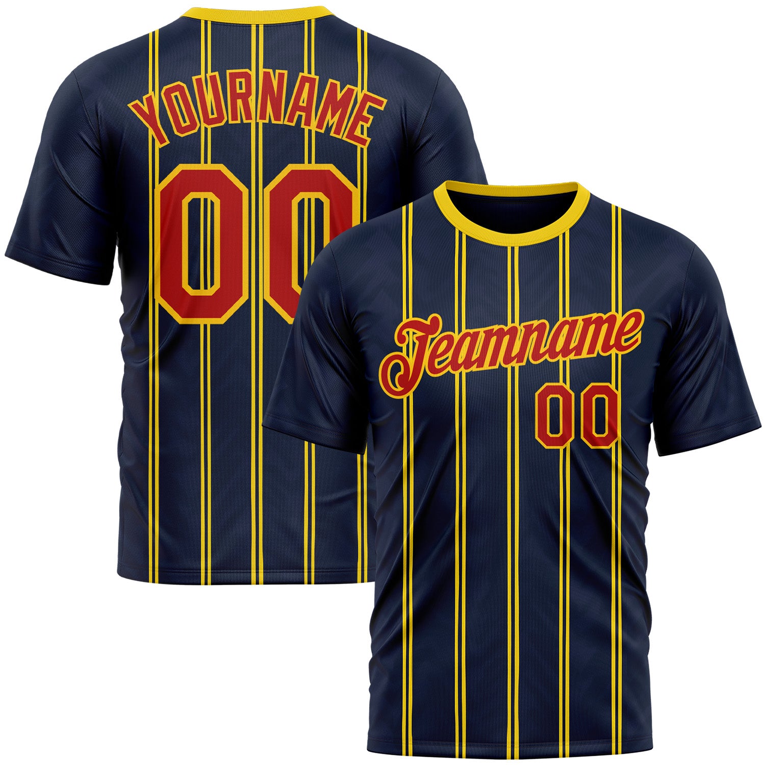 Custom Blue Red-Yellow 3D Pattern Design Milan Stripe Sportswear Performance T-Shirt