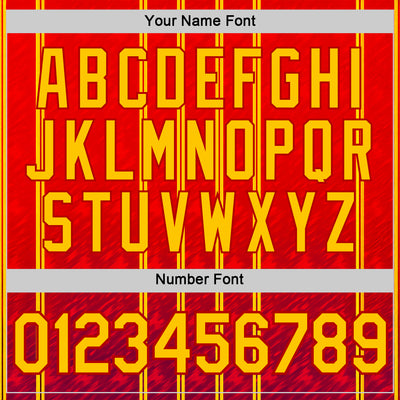 Custom Red Yellow 3D Pattern Design Spain Stripe Sportswear Performance T-Shirt